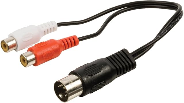 Valueline 0.2m 5 Pin Din Male to 2x RCA Female Din Audio Adapter Cable - Black