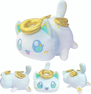 1 PCS 8 Inch Pl-ushi-ES Cute Anime Cartoon Cat St-uff-ed Animal Fi-gu-re T-o-y Pl-u-sh Pillow Gi-ft for Fans Ki-ds (Angel Cat)