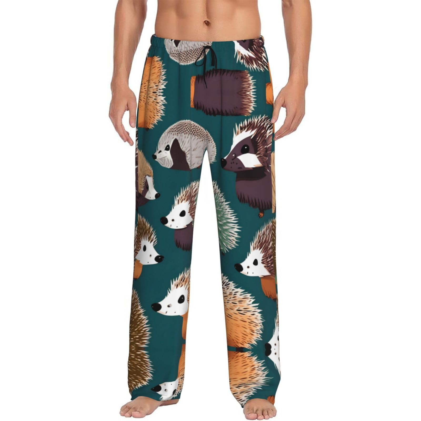 Many Hedgehogs Print Men'S Pajama Pants With Pockets Mens Pajama Bottoms Sleepwear Lounge Sleep Long Pj Pant