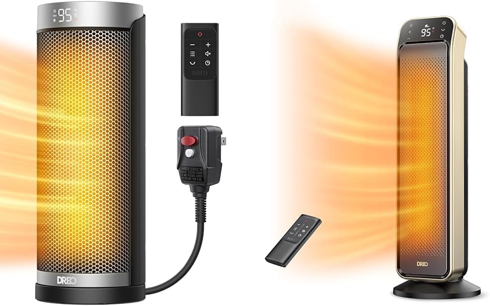 Dreo Space Heater for Bathroom and Indoor, 70°Oscillating & Space Heater Indoor, 25" 11.5ft/s Fast Portable Room Heater with Remote and Thermostat, 3 Modes, Overheating