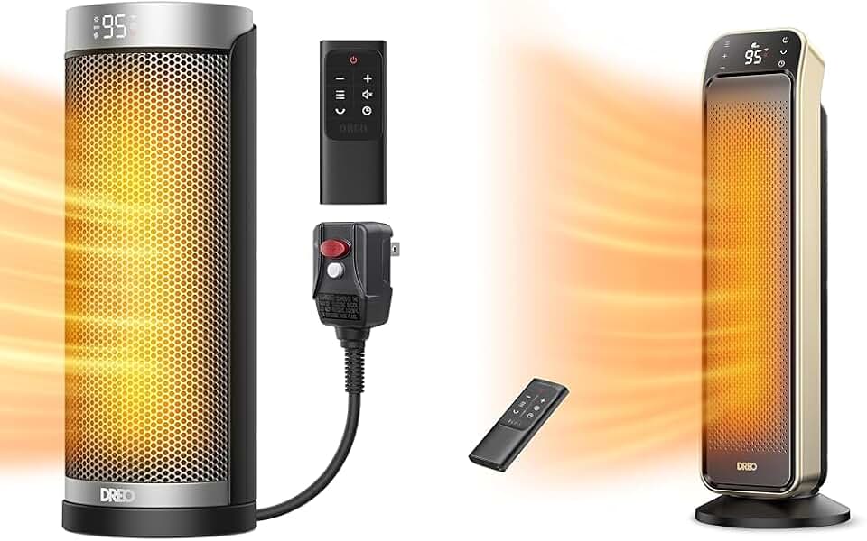 Space Heater for Bathroom and Indoor, 70°Oscillating & Space Heater Indoor, 25" 11.5ft/s Fast Portable Room Heater with Remote and