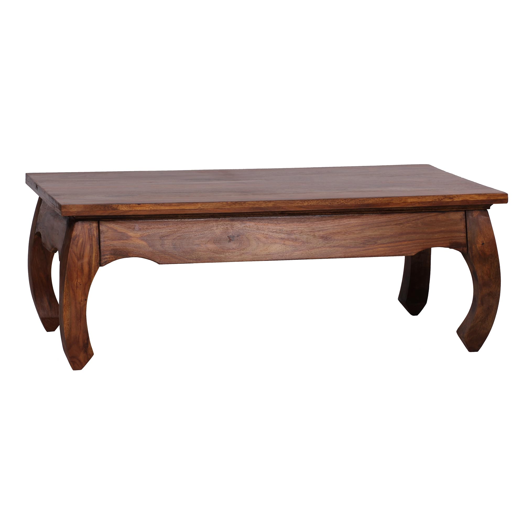 FineBuy Mesa de Centro Oriental Rectangular 110x60x40 cm Madera Maciza de Sheesham | Mesa Auxiliar para Salón | Mesita Café para Sofá | mesa de salón con patas curvadas, punta de sofá de madera auténtica estilo campaña, pieza única hecha a mano