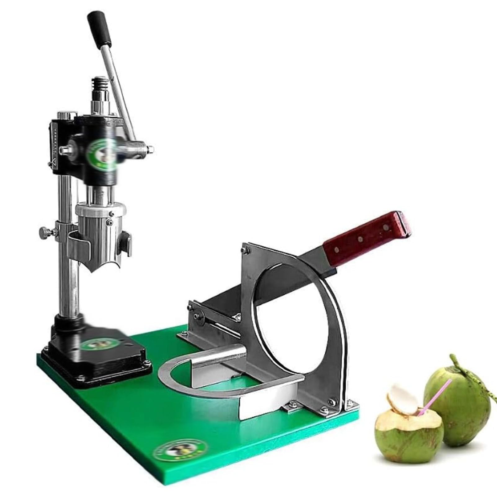 Oiyekntd Coconut Opener Cutter Machine, Desktop Stainless Steel Manual Opening Coconuts Tool Fresh Coconut Hole Maker Coconut Peeling and Opening Machine 1Handle