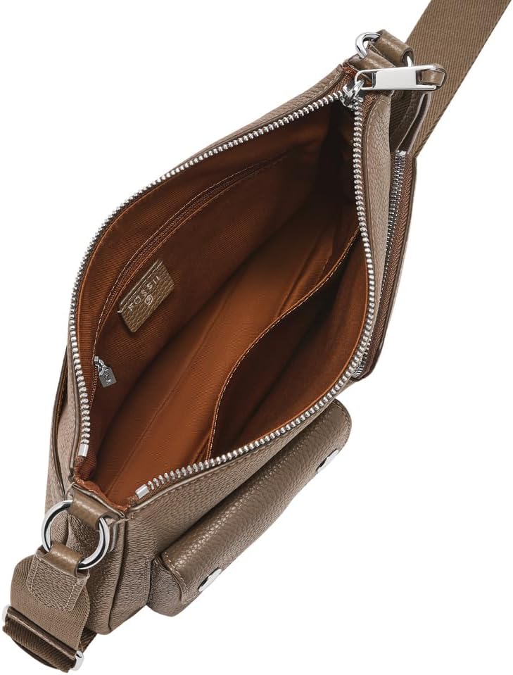 Fossil Women's Maysen Leather Crossbody Bag, Smoke Gray