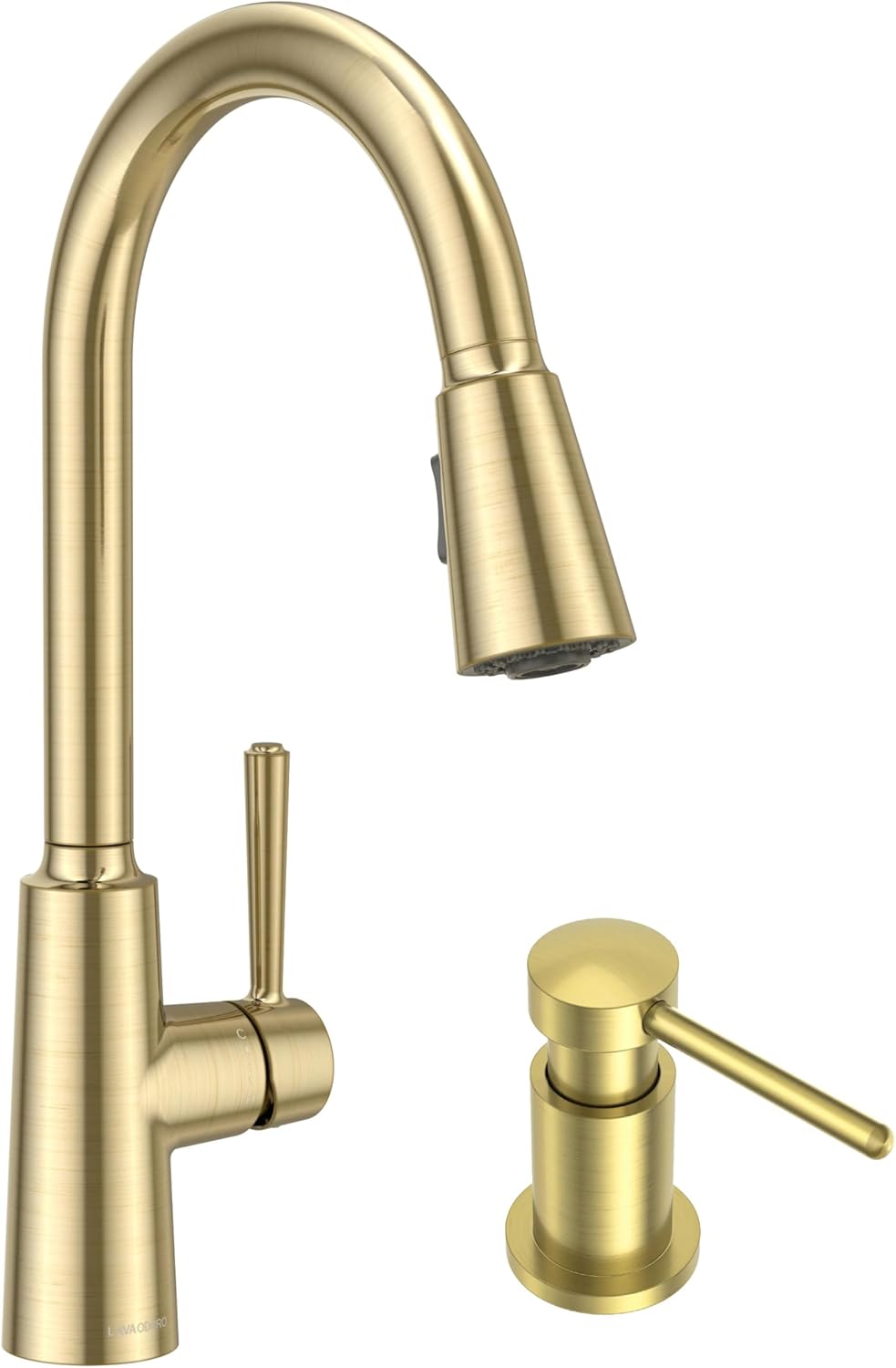 Brushed Gold Soap Dispenser for Kitchen Sink, Modern Kitchen Sink Faucet with Magnetic Docking Spray 2-Function, KF241-SG-21