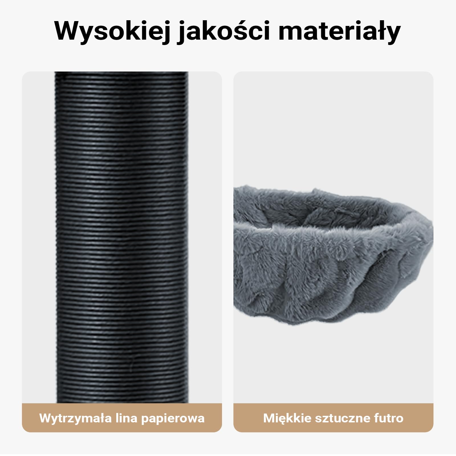 Fudajo Empire Tower 190 cm drapak XXL, drzewko dla kota z domkiem, wiszącym leżakiem, legowiskiem i słupkami do drapania z papierowej liny