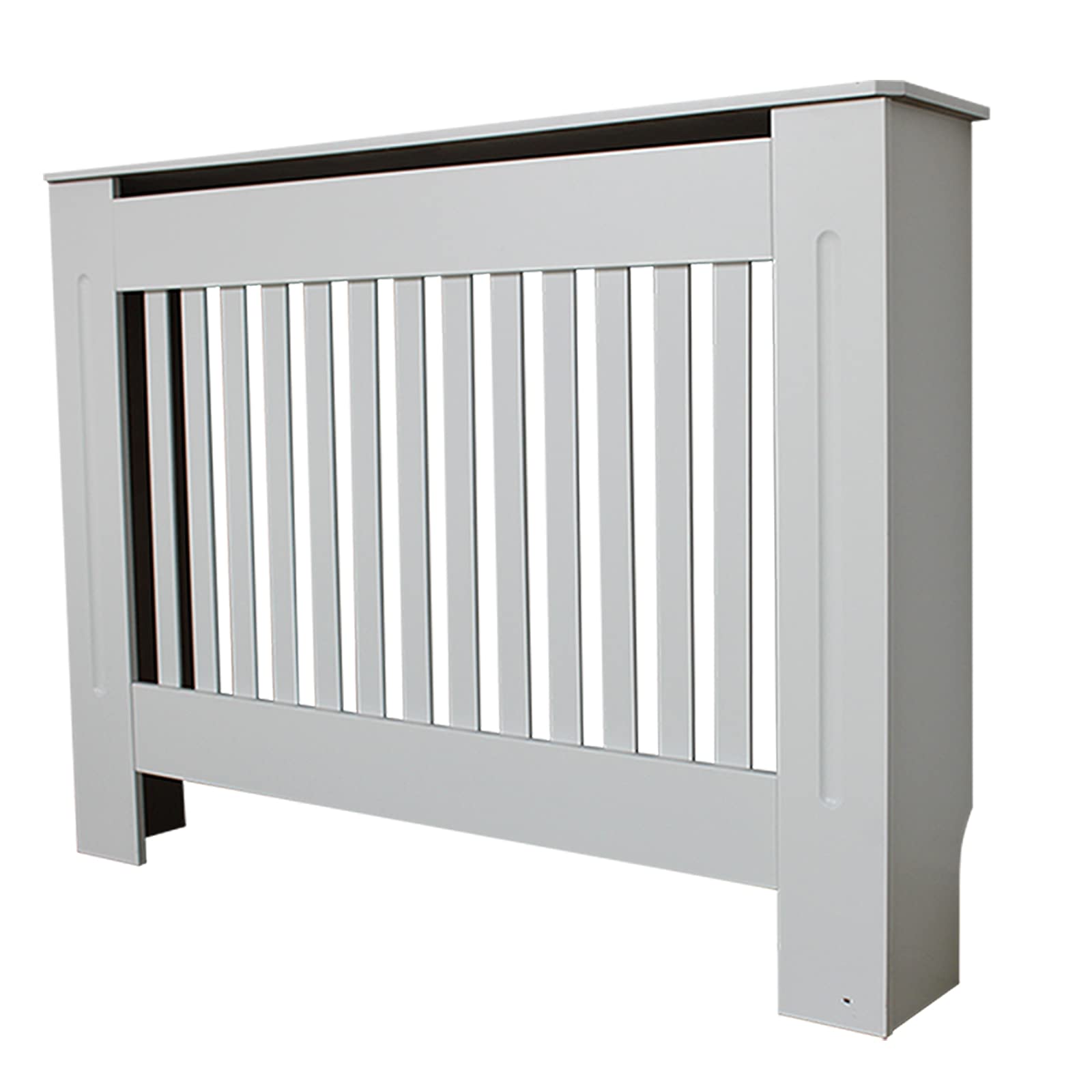 YouseaHome Modern Radiator Cover Medium Free-Standing Frame White Printed Vertical Slatted MDF Home Furniture Wall Cabinet Heater Covers for Office Hallway Living Room Bedroom (112W x 19D x 82H cm)