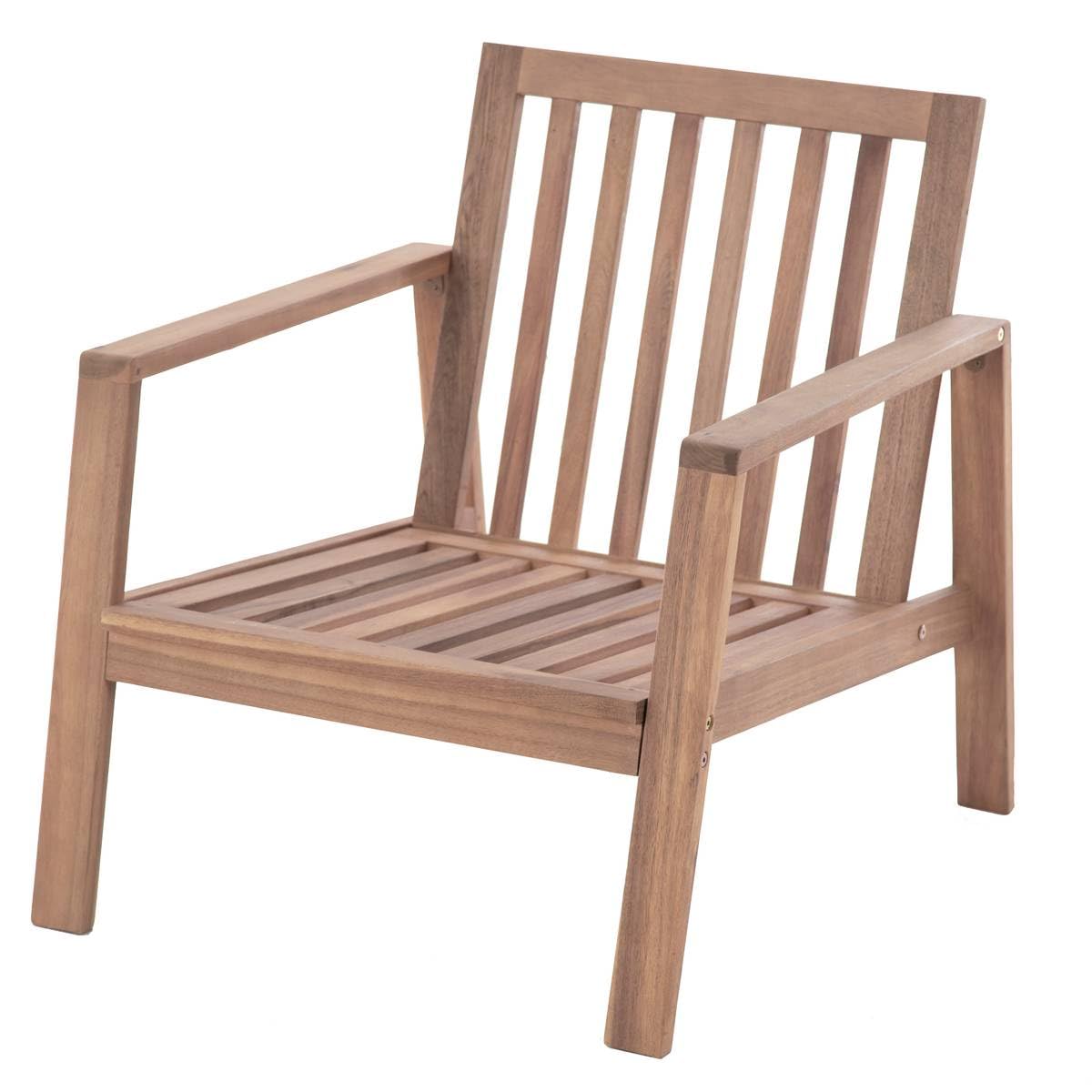 Hespéride - Salon de Jardin Tiwi Acacia et Carbone 4 Places Coussins Déhoussables, Déperlants 2 Fauteuils, 1 Canapé, 1 Table Basse pour Terasse, Beige
