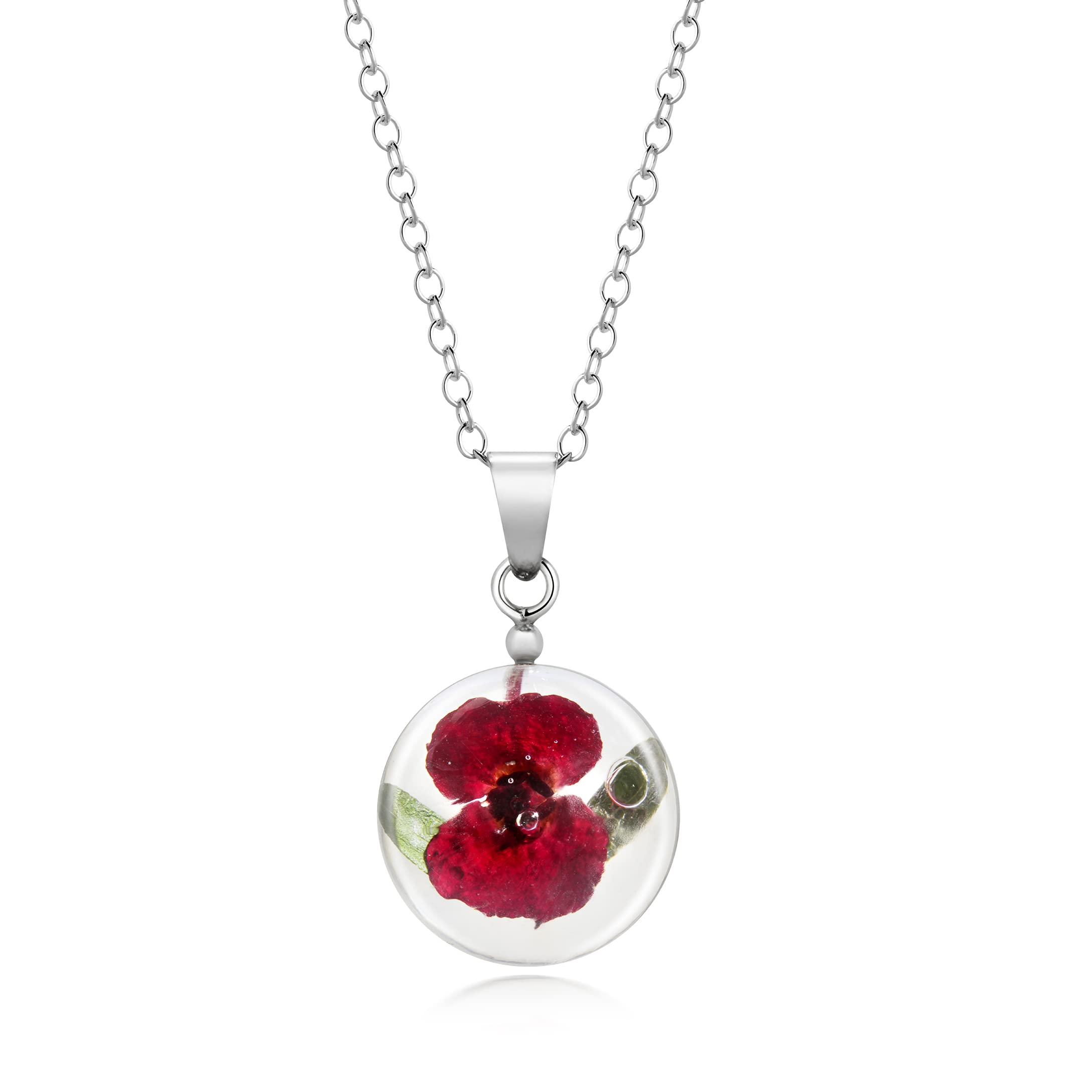 AMDXD Collana con Pendente Ovale, Collana Porta 2 Foto Modello di Fiore Collana Foto Personalizzata, Argento, 2.7x4.7CM