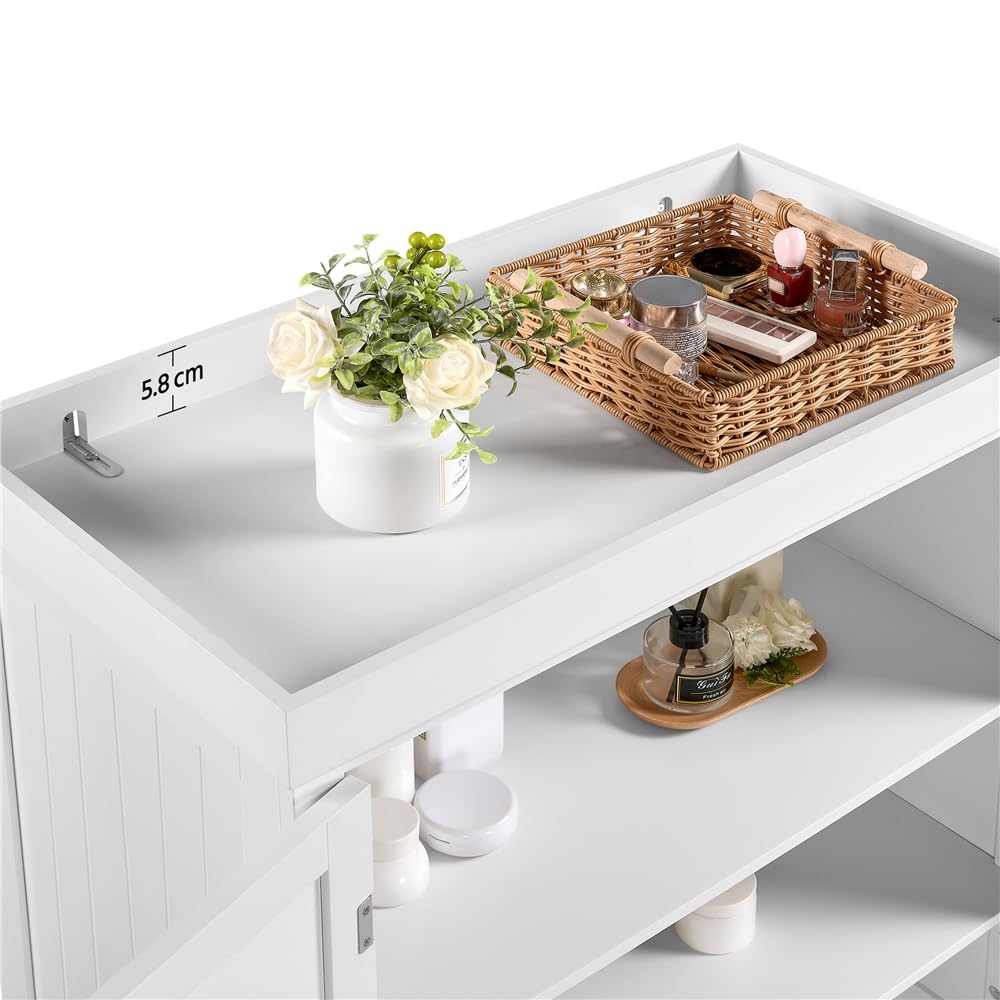 Yaheetech Credenza da Cucina Salvaspazio, Mobile Dispensa Alto Multiuso, Armadio da Soggiorno Bagno in Legno con 3 Ripiani Regolabili e 1 Cassetto 183.5x76.5x40.5 cm, Bianco