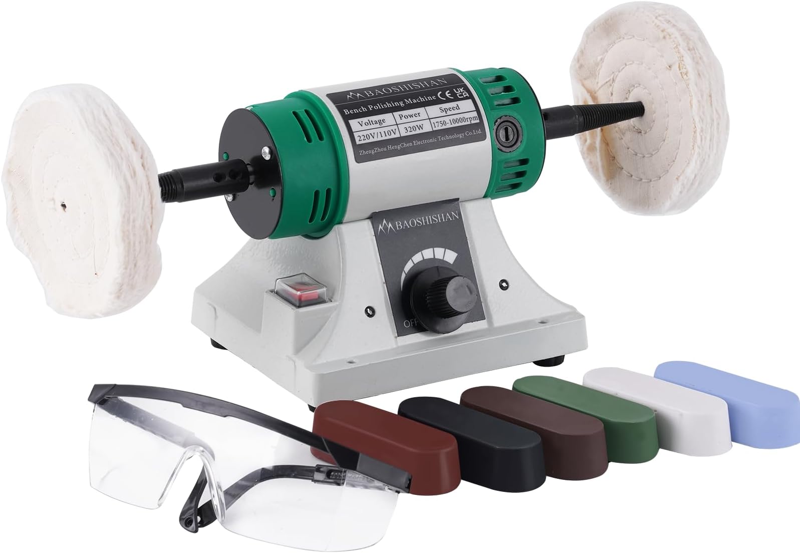 Touret à Meuler Double 320W - Polisseuse De Banc Avec 2 Broches Pour Ponçage Et Polissage
