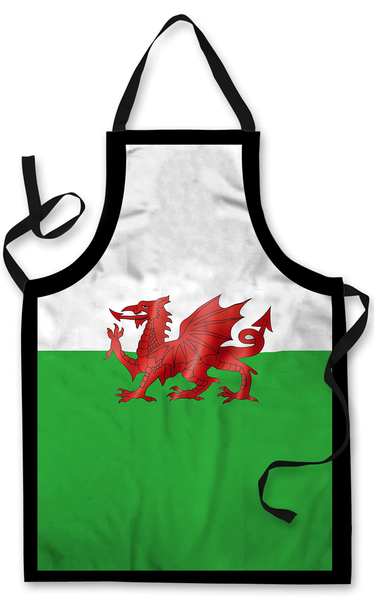 L&S Prints Foam Designs Unisex Green Apron | Welsh Flag Design | Cooking Apron | | Baking Apron | Cymru Design | Wales Apron | Cooking Tabard | Adult Apron | Wales Pinny | Cooking Pinafore | Chefs Apron | Bbq Apron