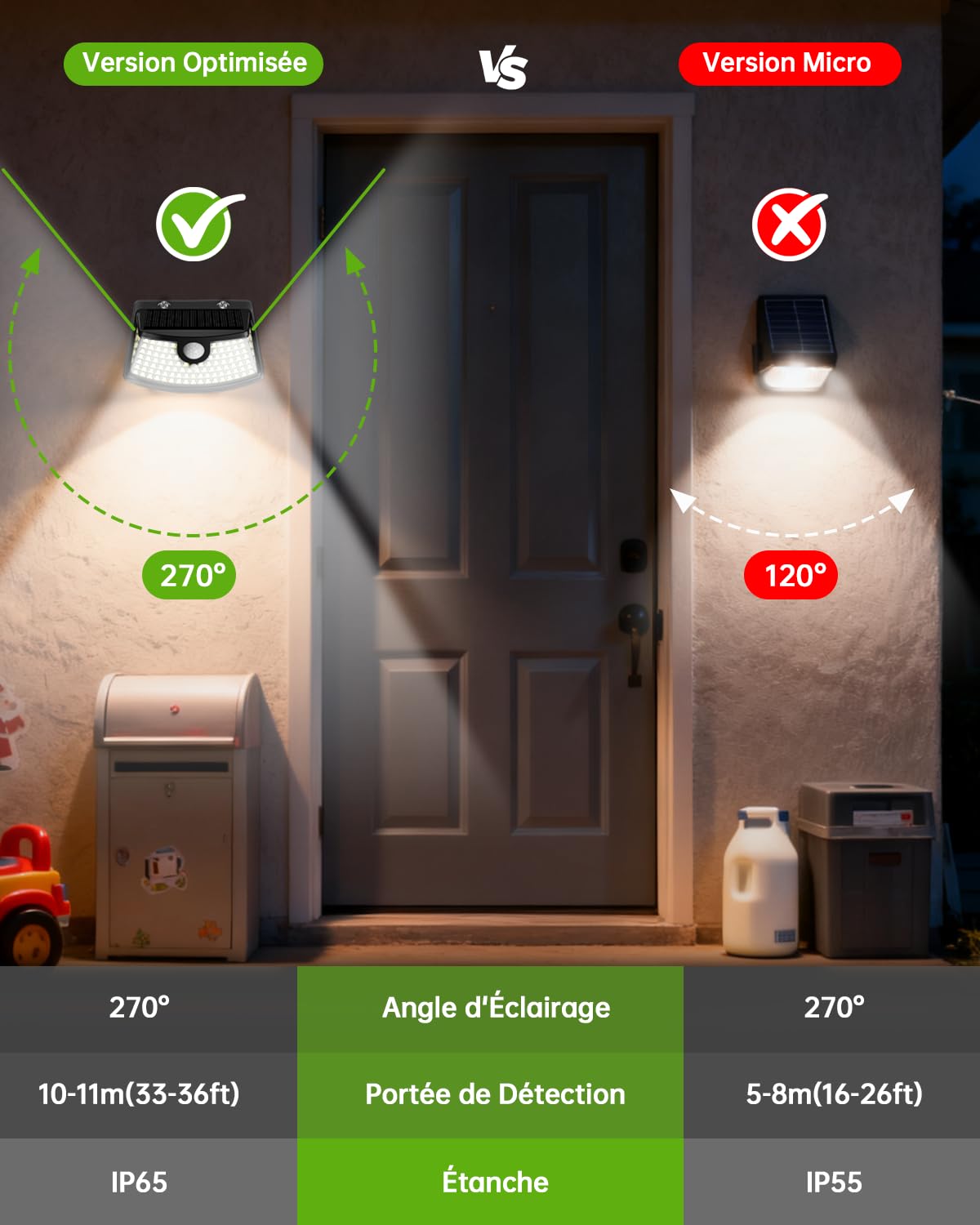 Aootek Lampe Solaire Extérieur 4-Pack - 120 LEDs IP65 étanche, Détecteur de Mouvement 8m, Wide Angle, Batterie Lithium, lumière solaire extérieur, Coque Noire, Lumière Froide