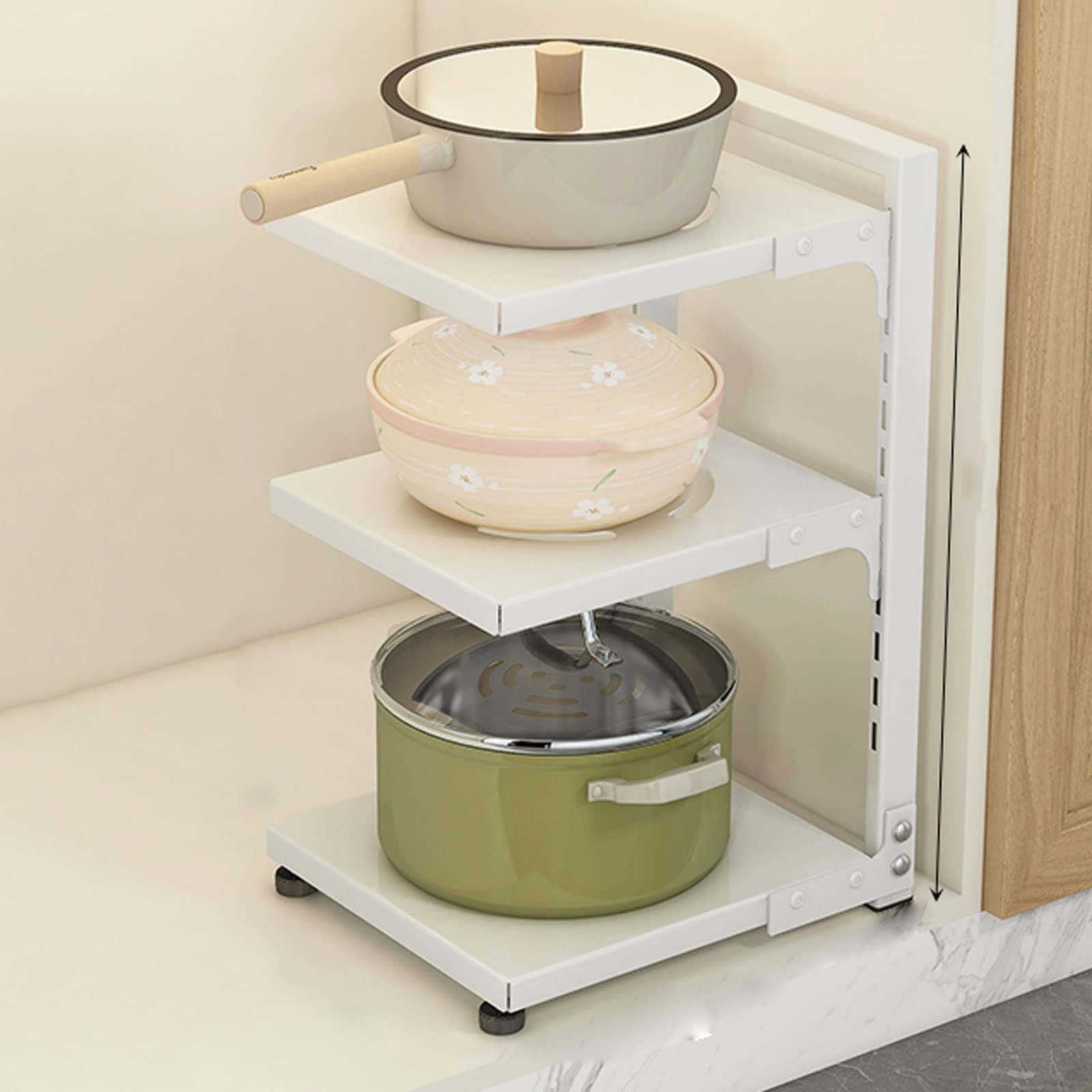 QUNINE Aufbewahrungs-Organizer unter der Spüle, Küchen-Organisationsregal für die Spüle mit Schnappverstellung, Schrank-Organizer-Regal für Küche und Badezimmer (Farbe: Weiß, Größe: 4F) (Weiß 3F)