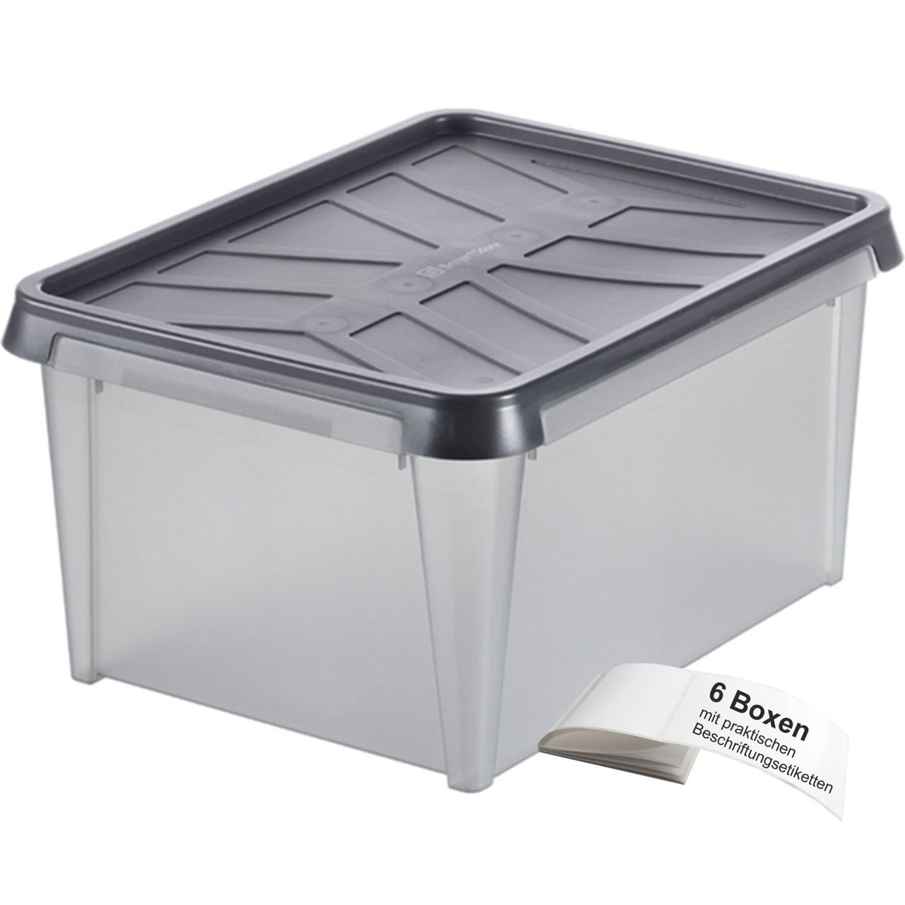Lot De 3 Boîtes De Rangement Plastique 32L SmartStore - Empilables, Verrouillables Et Transparentes, Sans BPA (50x39x26 Cm)