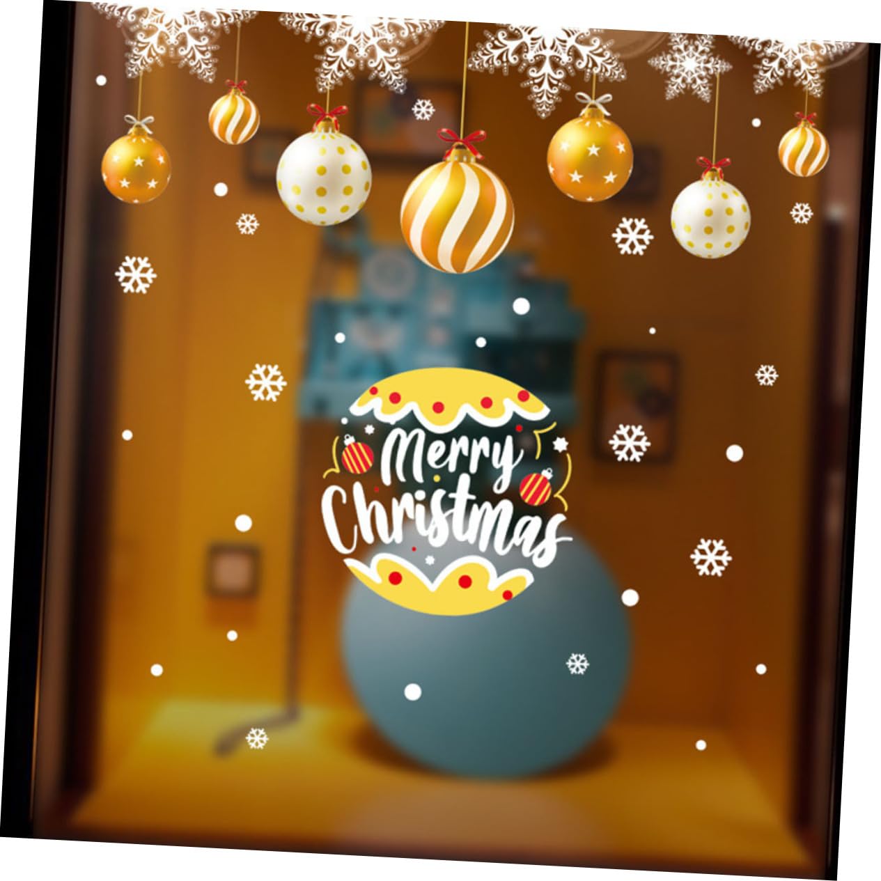TOPBATHY 5 Blätter Statische Weihnachtsaufkleber Weihnachtskugel Fenster Haftet Weihnachtstüraufkleber Fensterschneeflocken Aufkleben Winterliche Fensterfolie Weihnachtsfensteraufkleber Pvc