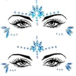 Mermaid Face Gems Stick Jewels Halloween Body Eye Face Jewels Gems Rave Festival Tattoo Glitter Self Adhesive Crystals Rhinestones Diamonds Tattoos Sticker Party Carnival Festival Decorations (Blue)