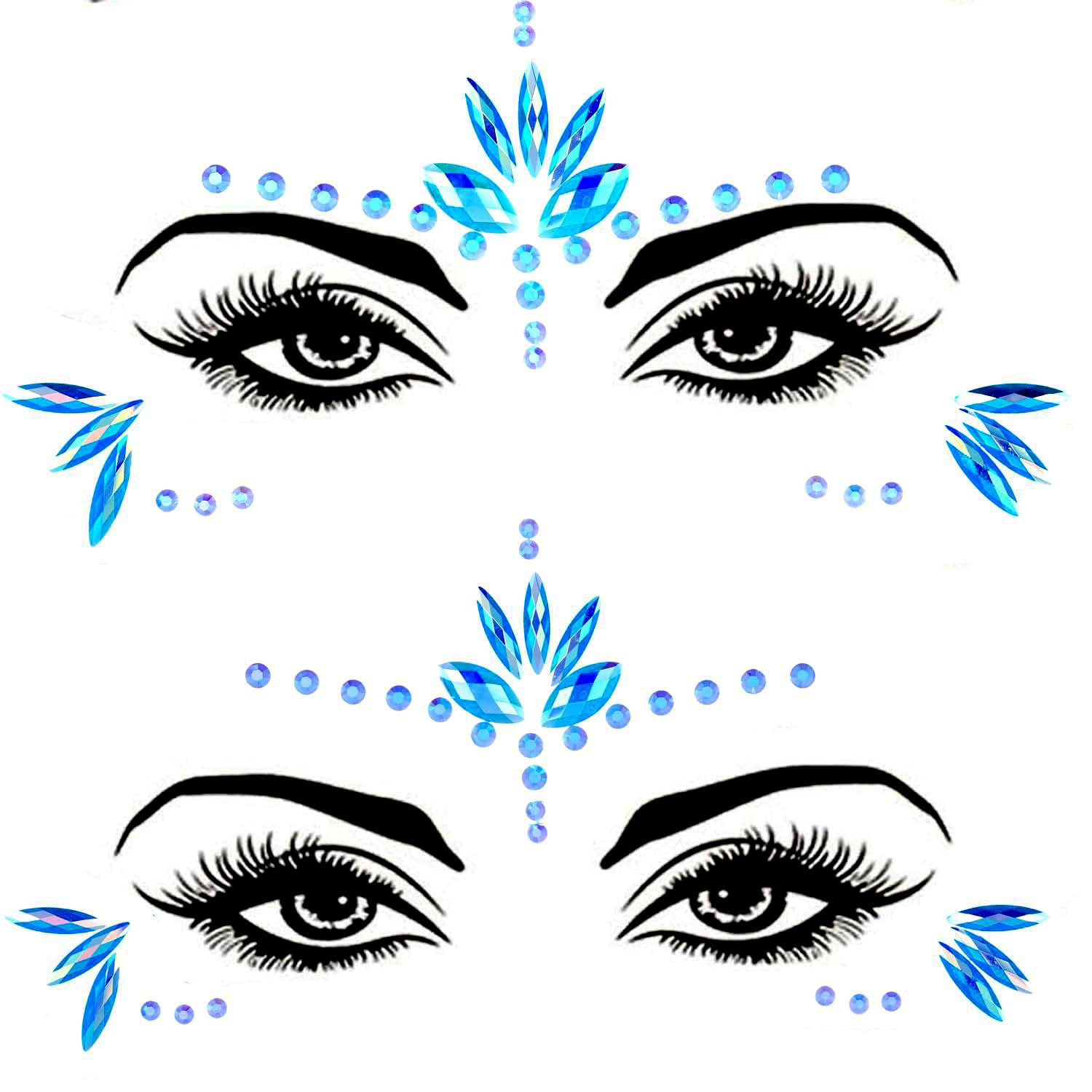 Photo 1 of Mermaid Face Gems Stick Jewels Halloween Body Eye Face Jewels Gems Rave Festival Tattoo Glitter Self Adhesive Crystals Rhinestones Diamonds Tattoos Sticker Party Carnival Festival Decorations (Blue)