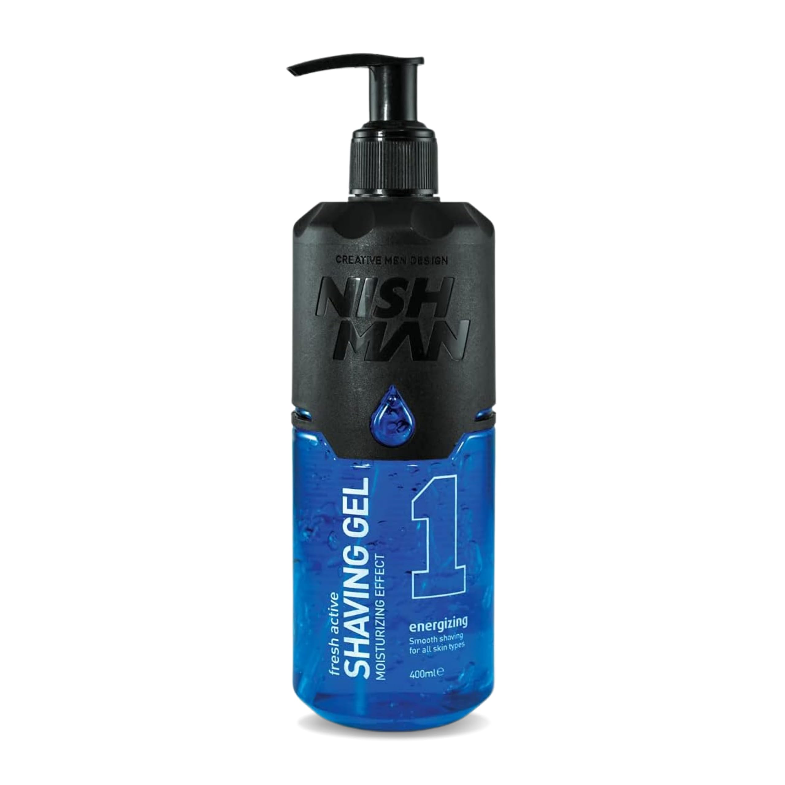 NISHMAN Żel do Golenia 01 - Energizing 400ml - Dla Gładkiego Golenia, Nawilżający i Pielęgnujący - Doskonała Ochrona dla Gładkiej Skóry - Świeży i Długotrwały Zapach - Pielęgnacja Męska