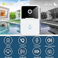 Vista 4 de RUNAAJA - Timbre inalámbrico inteligente con WiFi, intercomunicador, cámara de video, timbre de timbre de seguridad inalámbrico remoto de video