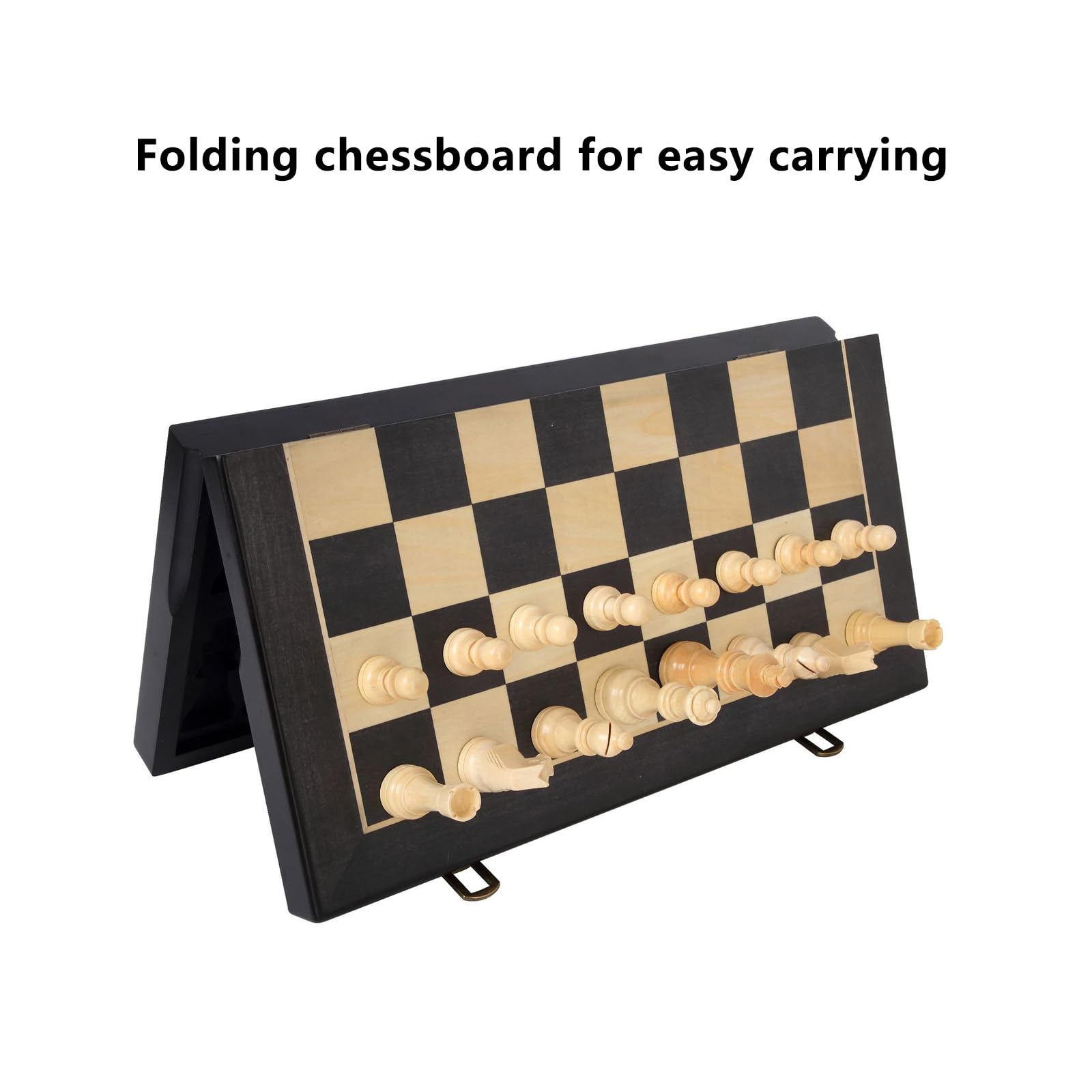 Scacchiera in Legno,15.3" X 7.8" Scacchiera Portatile con Slot di stoccaggio degli Scacchi,Facile da trasportare, Scacchiera Magnetica in Legno per i Principianti e Adulti
