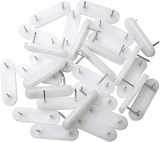 30Pcs Plastic Head Double Pins, White Furniture Chair Leg Feet Pads Glide Nails Bed Skirt Holding Pins for Slipcovers and Bedskirts
