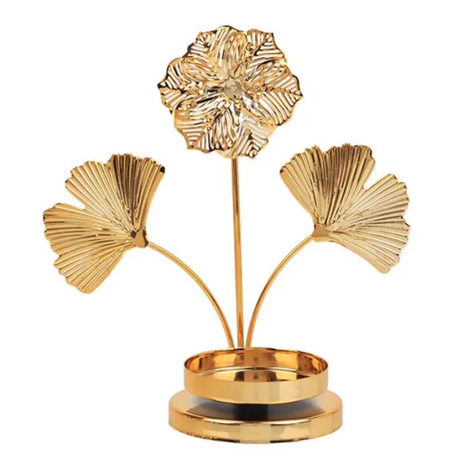 Creative Leaf Flower Iron Candlestick, Romantic Single Cup Metal Art Desktop Decoration & Table Ornament