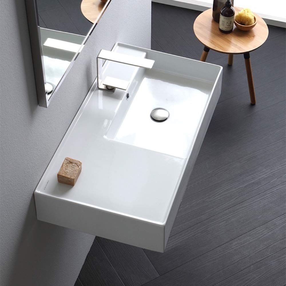 Scarabeo5118-One Bathroom Sink, One Hole, White