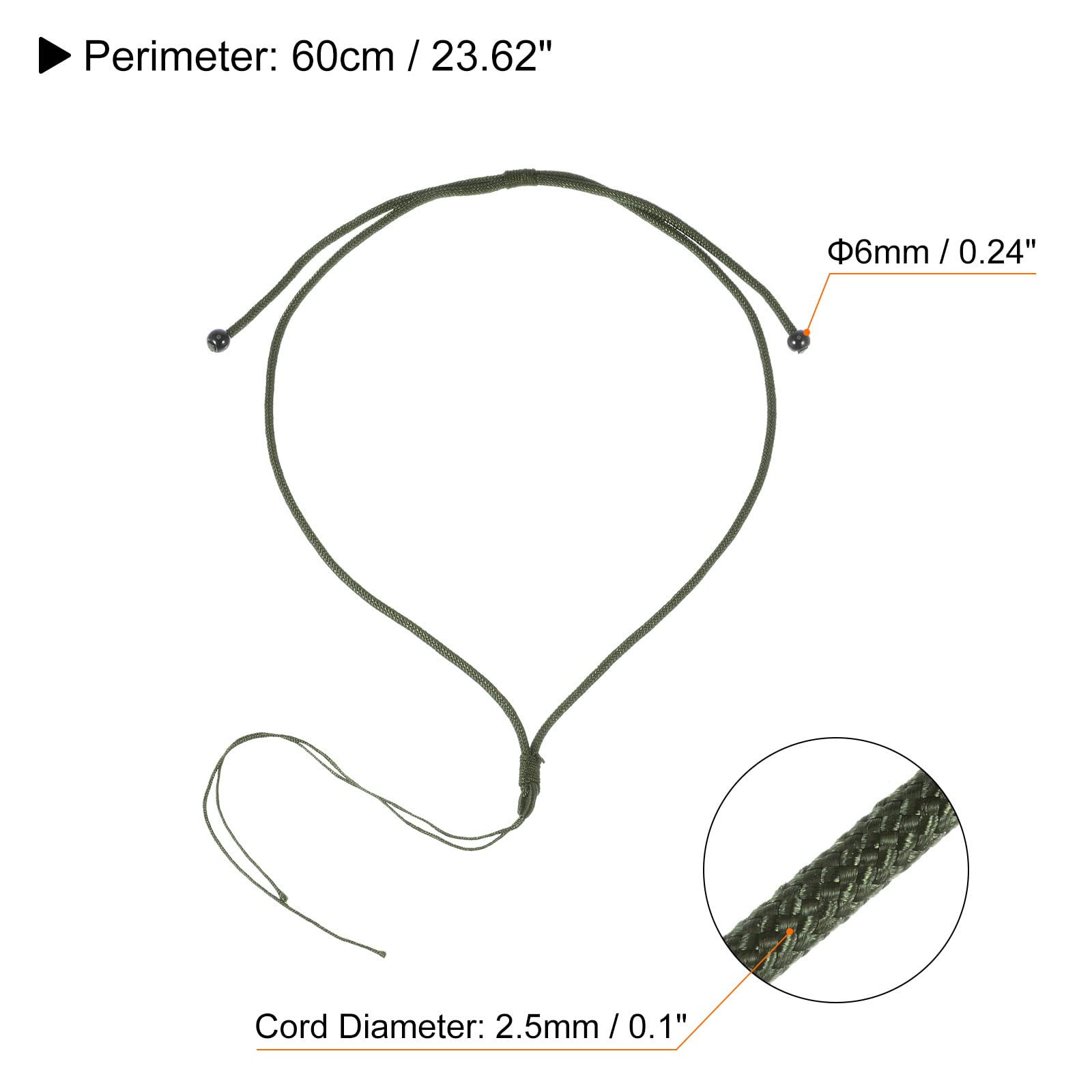 HARFINGTON 10uds Jade Cuerda Nylon Cordón Vacío Collar Soporte Cuerdas Esmeralda Cuerda Ajustable Colgante Trenzado Collar Cuerda Para Collar Bricolaje Artesanía Mano Hecho, Militar Verde