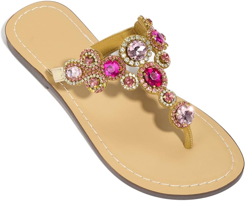 Hinyyrin Rhinestone Flip Flops for Women Sparkly Bling Thong Flat Sandals Jeweled for Wedding Beach Summer - Image 4