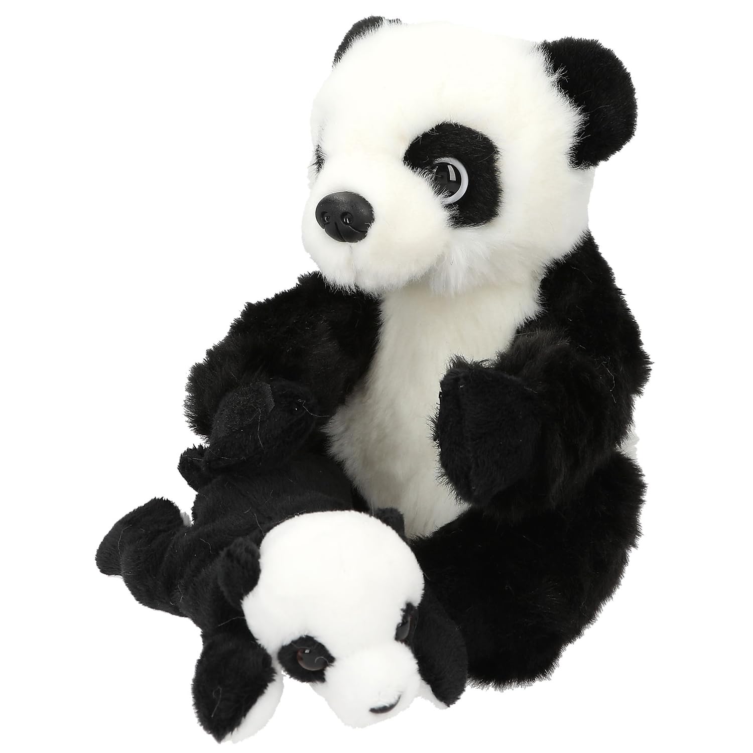 Depesche 12800 TOPModel - Plüschtier Panda Mama und Baby, mit weichem Fell in Schwarz-Weiß und Klettverschluss an den Händen des großen Kuscheltiers