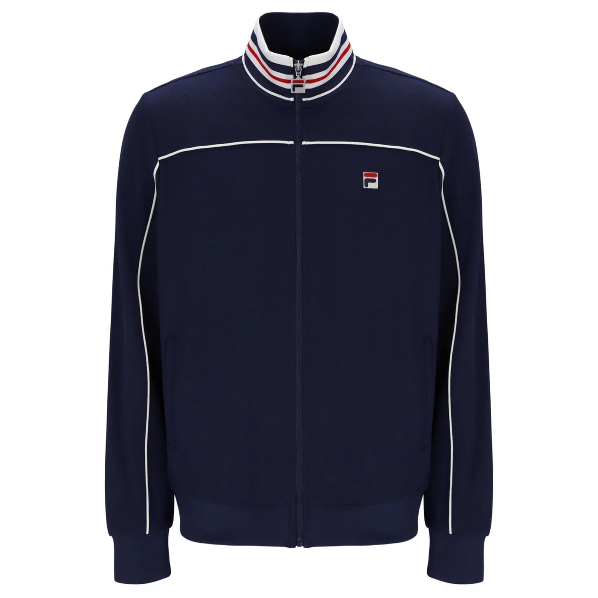 Fila Men's Navy Frederico Tipped Neck/Piping Detail Track Jacket - (Uk, Alpha, L, Regular, Regular, )