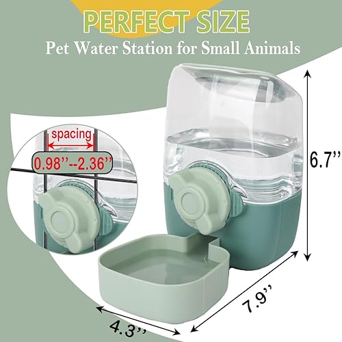 Miniatura 3 de Dispensador automático de agua para conejo, 35 onzas, botella de agua de jaula de gravedad automática, estación de agua para mascotas para animales