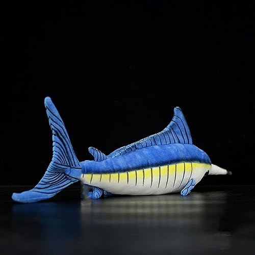 Miniatura 4 de Juguete de peluche de pez Marlin de simulación, animales realistas de 18.5 pulgadas, animales de peluche azul Marlin, muñecas de felpa súper suaves
