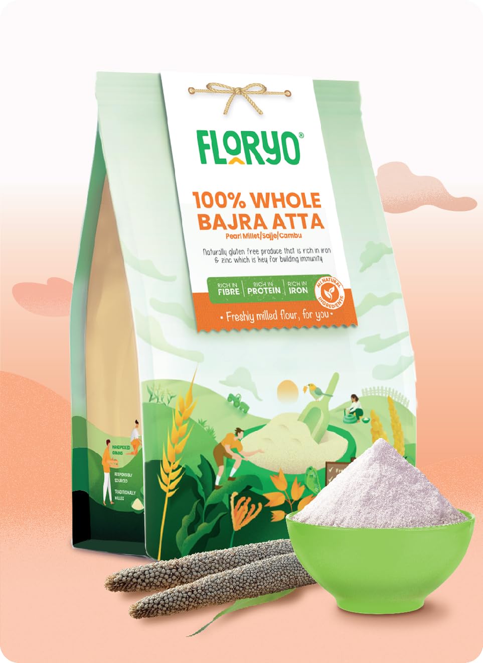 Floryo 100% Whole Bajra Atta (Pearl Millet Flour) | Freshly Milled After Order | Naturally Gluten-Free Flour | 100% Pure Bajra/Sajjalu | Rich In Protein & Fibre | 500 Gm (B0BPLMTQMJ) Amazon Price History, Amazon Price Tracker
