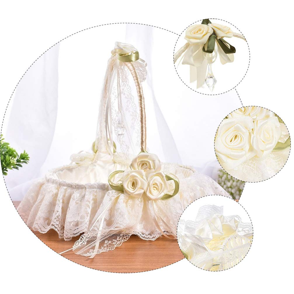 Besport Blumenkorb aus Spitze für Braut und Mädchen