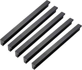 Qrity 10 Pezzi Alluminio Maniglia per Mobile Maniglia per Armadio Tiranti del Guardaroba Distanza Fori 224 mm, Nero
