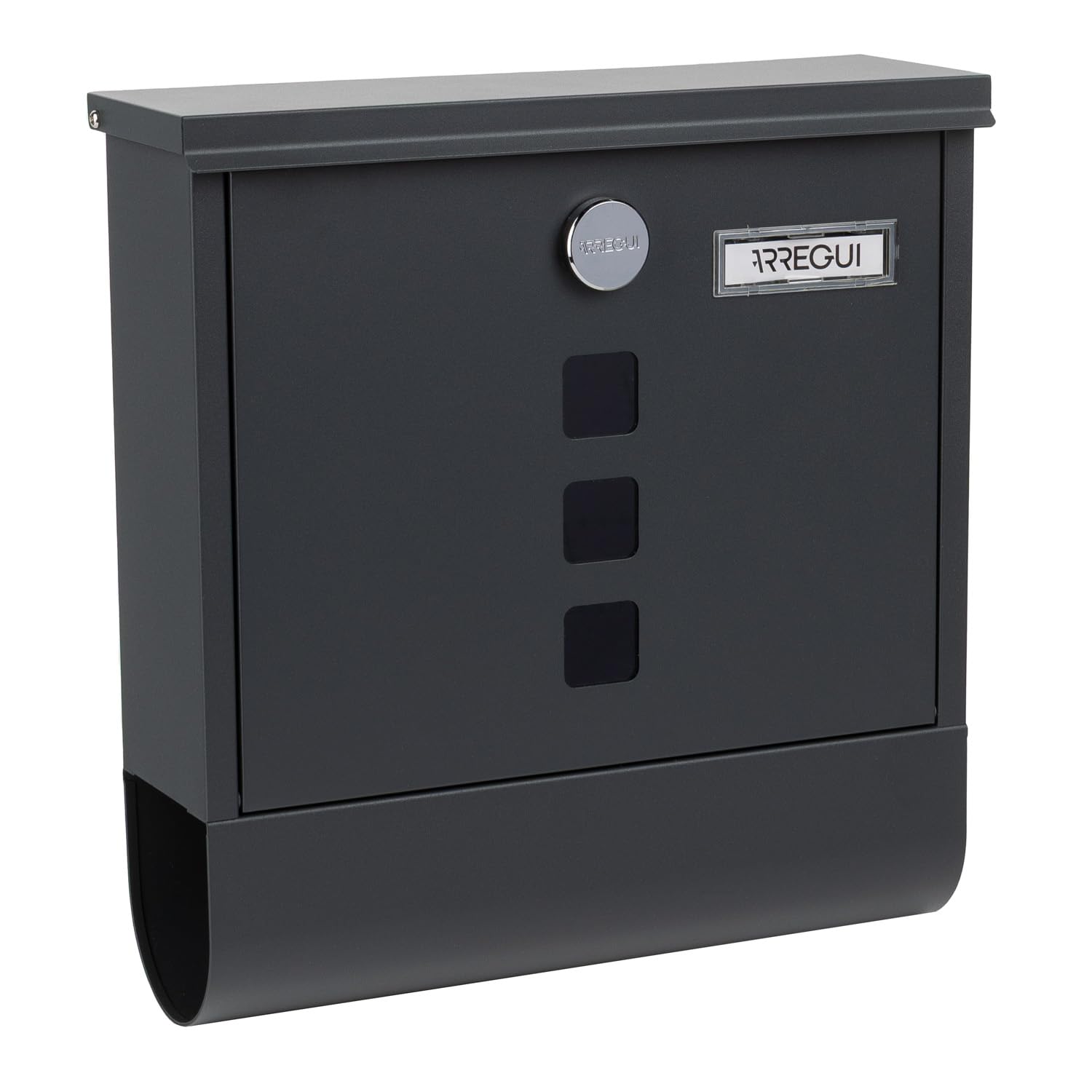 ARREGUI Chance E7005 Galvanised Steel Letter Box with Newspaper Holder, Post Box and Newspaper Box, Size M (DIN A4) Wall-Mounted Letter Box with Newspaper Compartment, Name Plate, Anthracite Grey