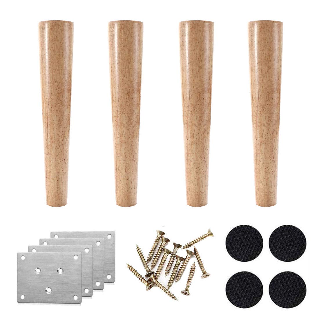 Buy Rubber Wooden Furniture Legs, Solid Tapered Wood Sofa Legs