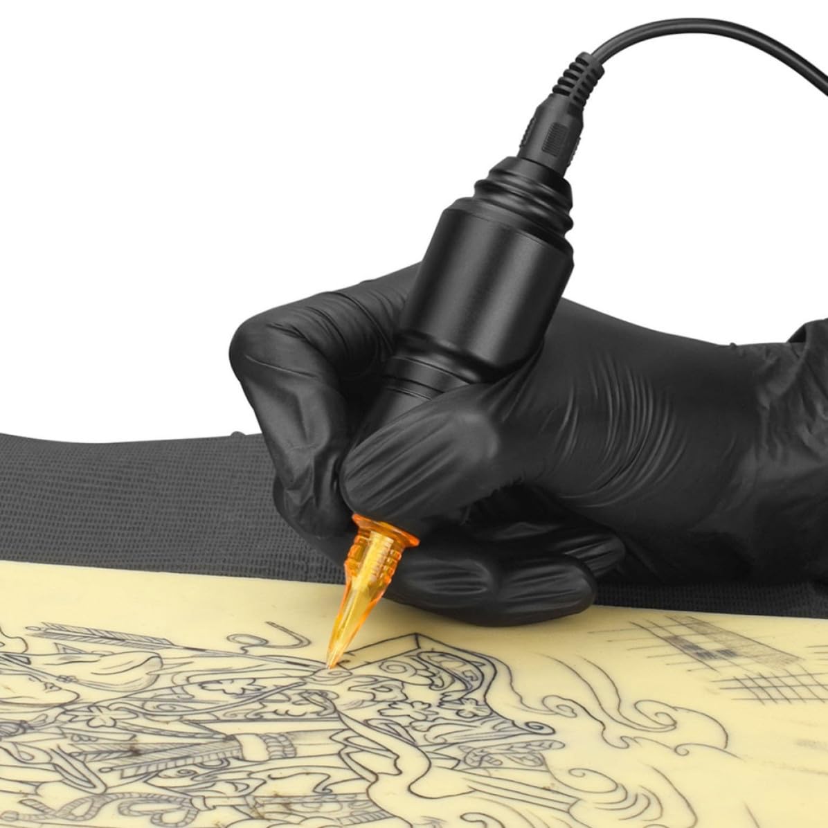 Máquina de Tatuajes Rotativa Portátil para Principiantes 9 V Negra