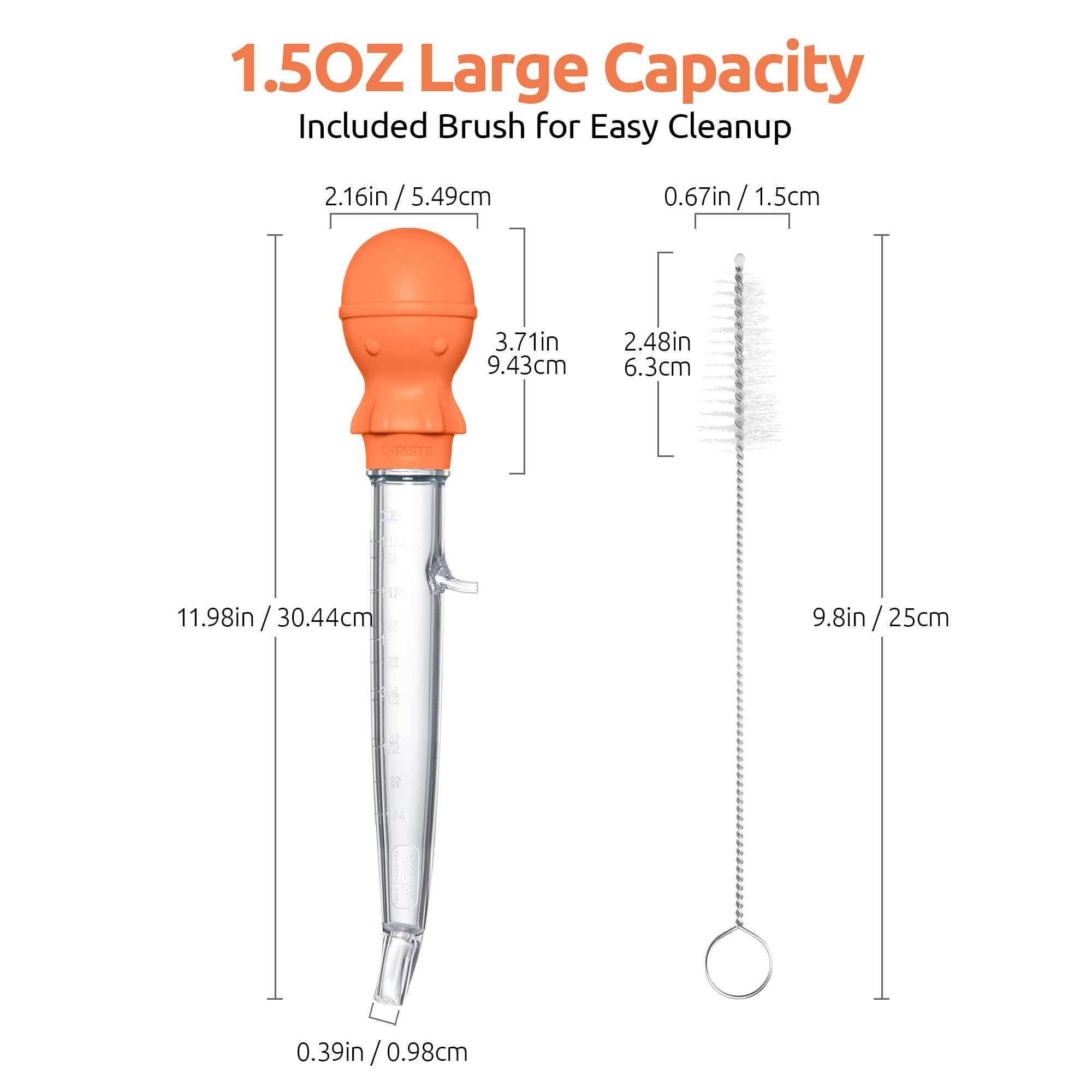 Amazon.com: U-Taste 228.2℉ Heat Resistant 1.5 oz Angled Turkey Baster for  Cooking Basting Meat (Orange), and 18/8 Stainless Steel Measuring Spoons  Set of 9 for Dry and Liquid Ingredients: Home & Kitchen