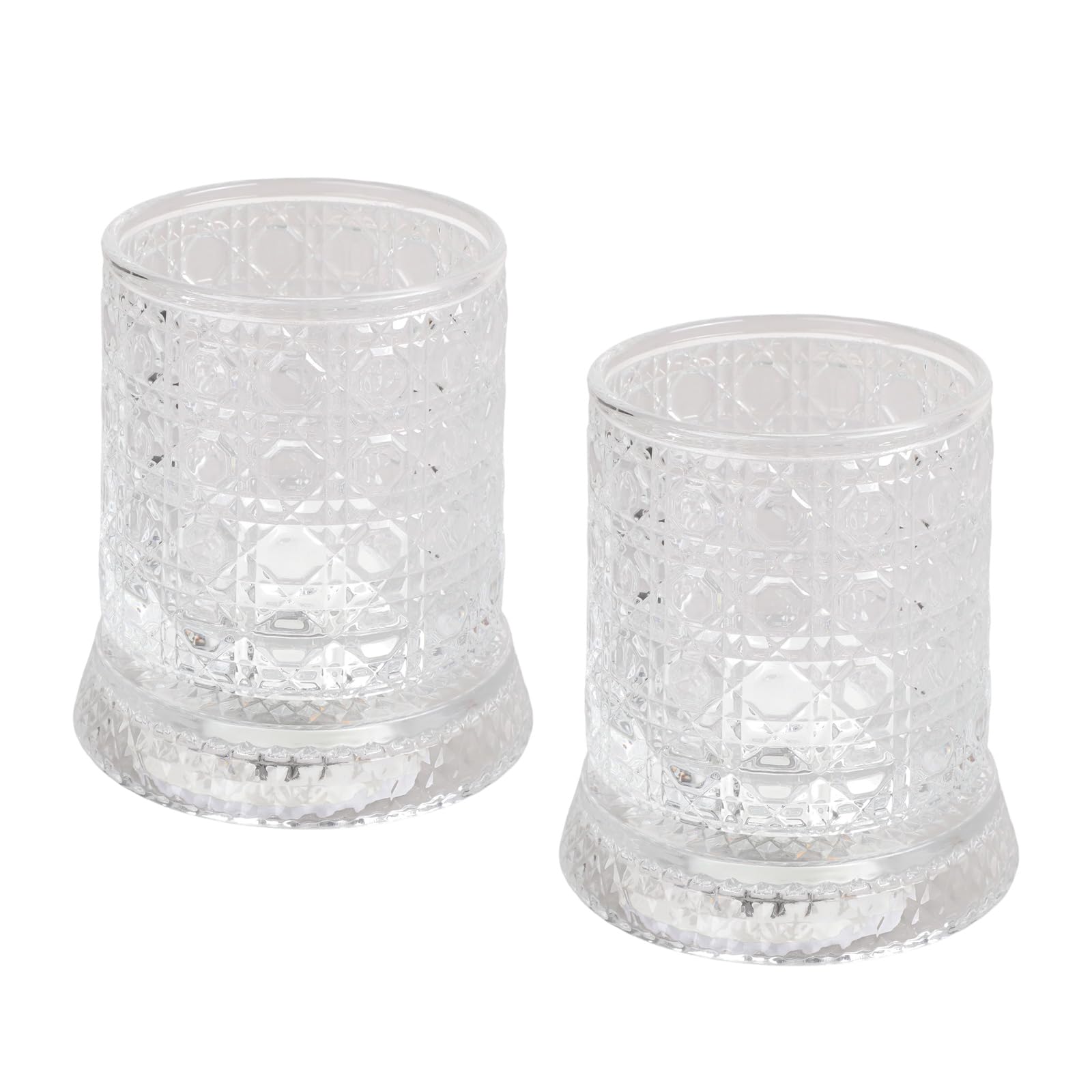 LUCKGONI Rotating Crystal Whiskeys Glass with LED Lighted Coasters for Stress Relief and Ambients Lighting Cocktail Drinkware