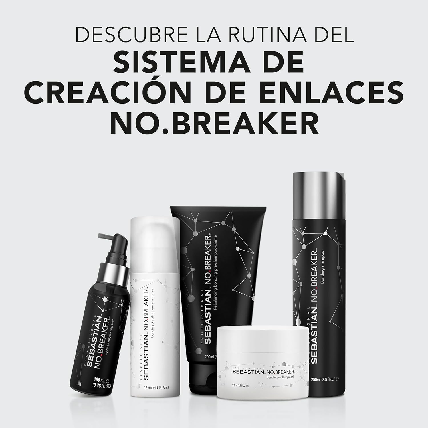 Sebastian Professional - Pack No.Breaker - Champú (250ml) + Crema sin aclarado para fijar y peinar (145ml) - Repara y protege el cabello contra la rotura. Cabello fuerte y suave.