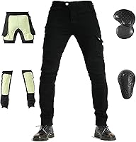Vista 10 de LOMENG - Pantalones de motociclismo para hombre, pantalones de motocross para motocicleta, jeans de ciclismo, seguridad CE, rodilla y cadera