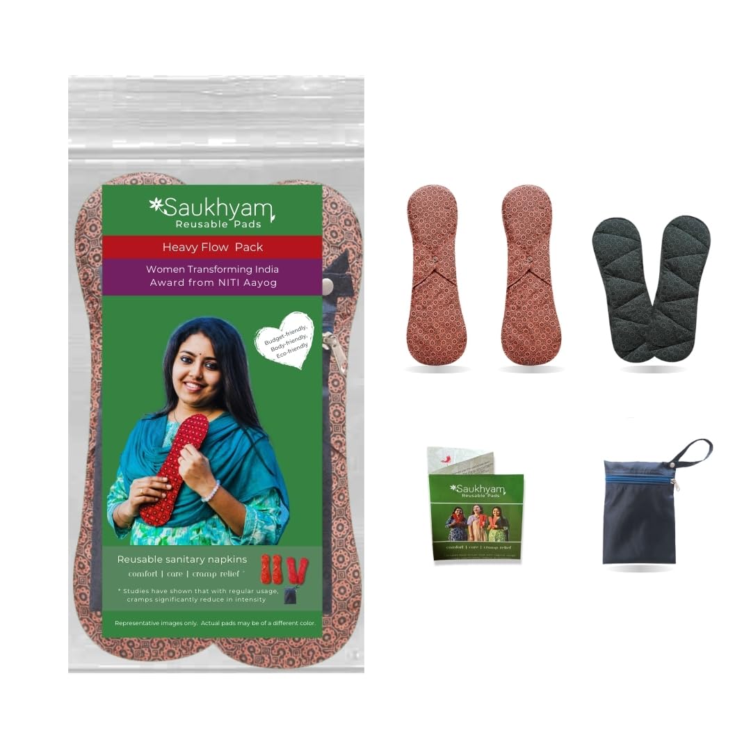 Saukhyam Reusable Pads Saukhyam For Heavy Flow Pack|Leak-Proof Reusable Cloth Pads|2 Night&1 Day Base+3 Insert|Plus Wet Bag&Pouch|Dual Protection Bases&Inserts|Super Absorbent Banana Fiber (B09HX4HN69) Amazon Price History, Amazon Price Tracker