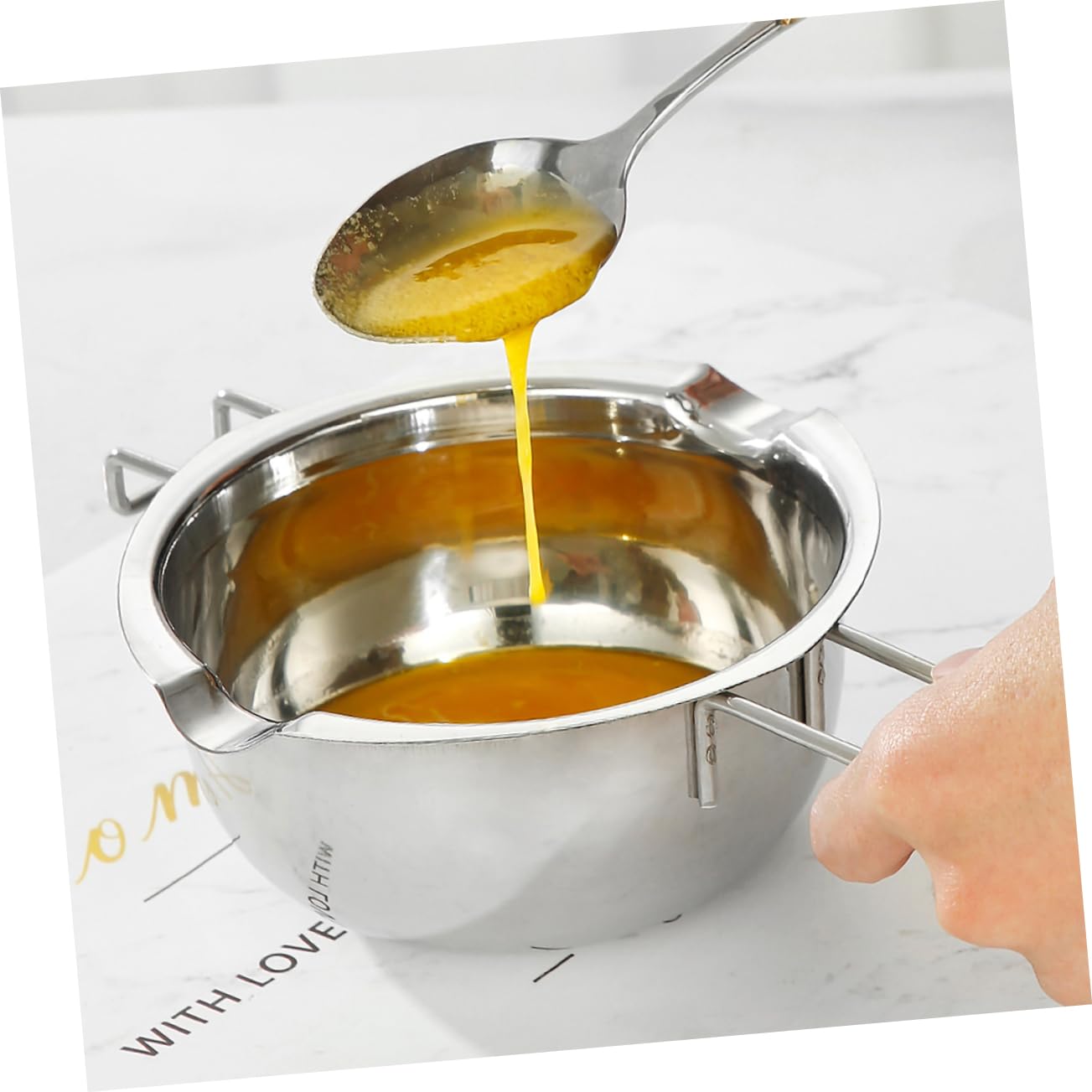 Cabilock 1Set Stainless Steel Double Boiler Melting Pot Outer Pot Inner Bowl for Chocolate Cheese and Butter Safe Heat Induction for Desserts Sauces