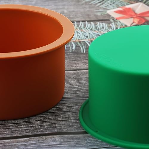 Miniatura 8 de AILEHOPY Mini moldes para tartas de 4 pulgadas, paquete de 6 moldes redondos de silicona para tartas, moldes antiadherentes para magdalenas,