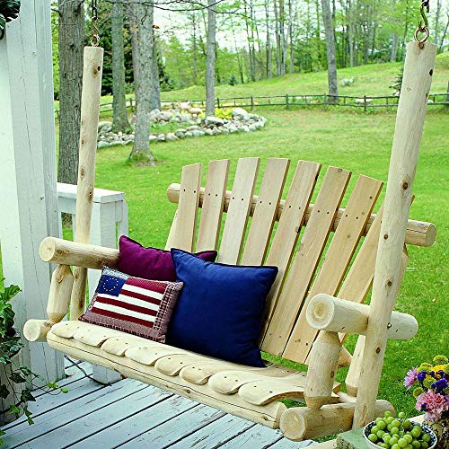 Lakeland Mills 4-Foot Cedar Log Porch Swing, Natural - Image 2