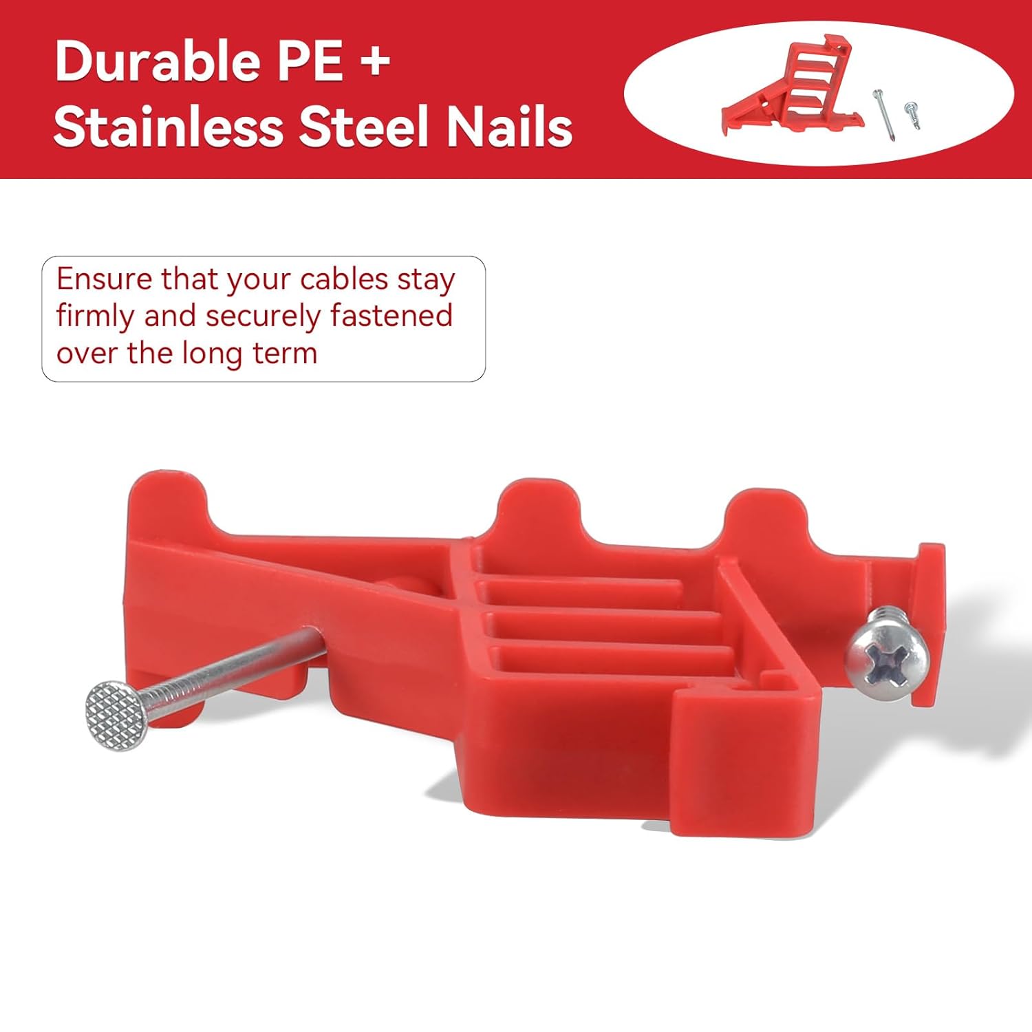 Multi Cable Staples for Romex Clips, Plastic Electrical Wire Stackers, Secures Romex, UF & (NM) Non-Metalic, Coaxial & Data/CAT 5 Cable, Fast and Easy to Install, 100Pcs