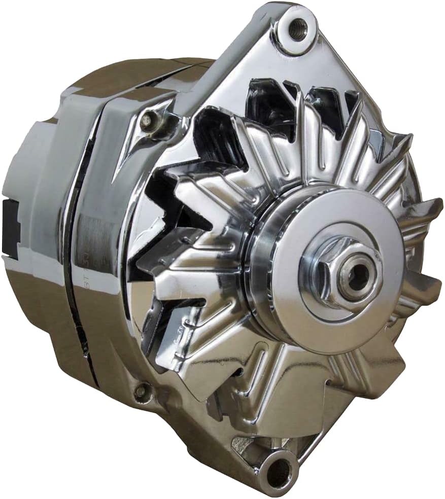 Chrome Alternator Compatible With BBC SBC Chevy 105 Amp 3-Wire Or 1-One Wire Setup 65-85 Self Exciting 7127CH 400-12395